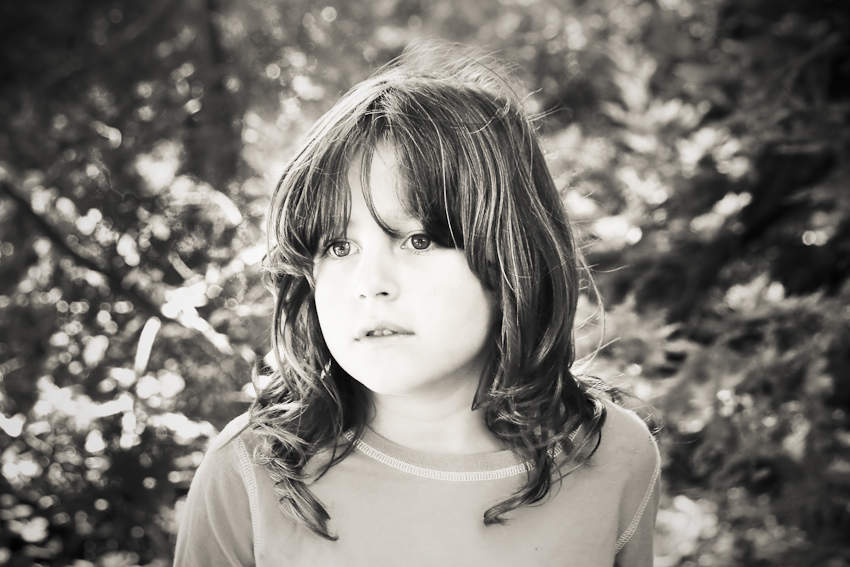 Black and white portrait of child