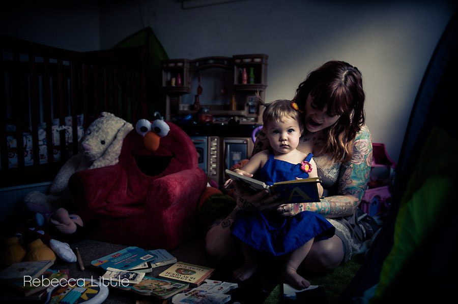 Mother and daughter reading books Rebecca Little Lifestyle Photography Pasadena CA