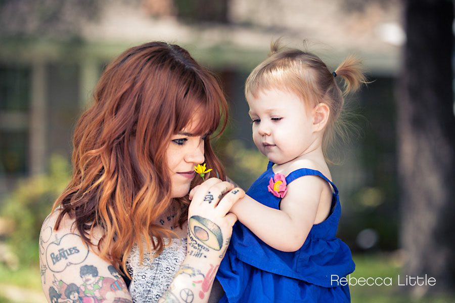 Mother and daughter with flower Rebecca Little Photography
