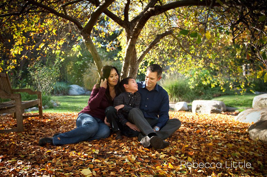 Photograph of Pasadena family in the fall leaves Rebecca Little 