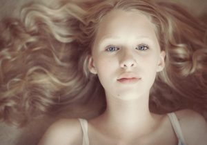 Blonde girl with flowing hair Los Angeles Rebecca Little Photography