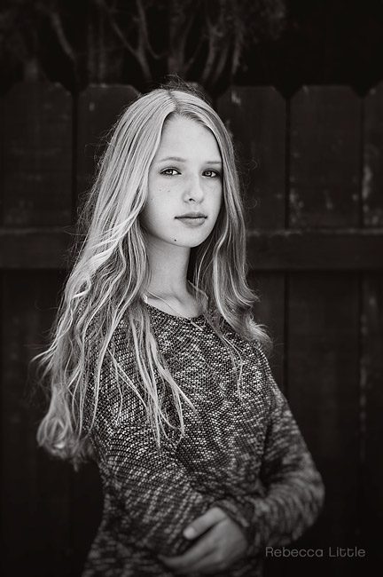 Teen girl black and white photo for high school application Pasadena Rebecca Little Photography