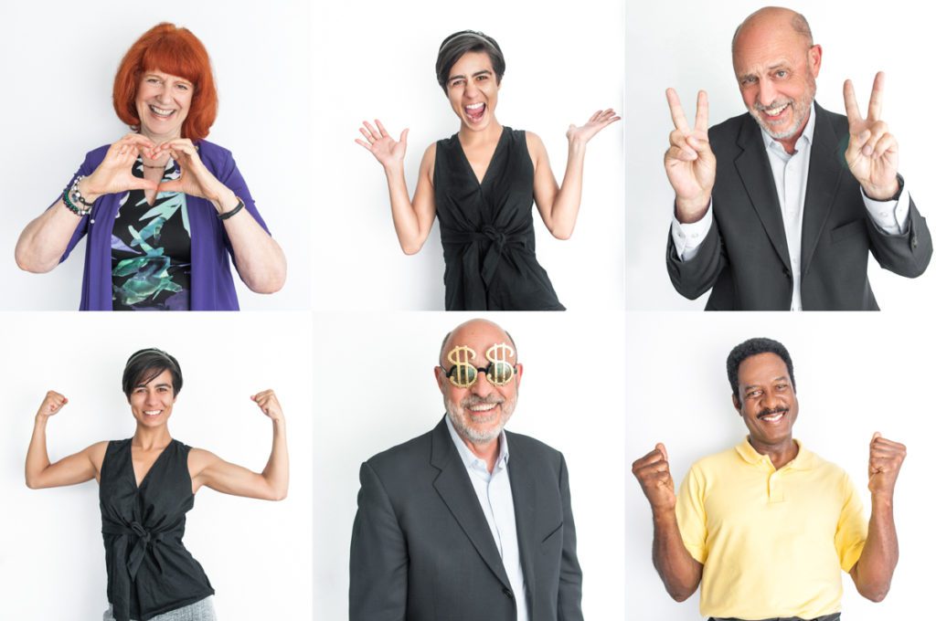 An assortment of website photos for a South Pasadena business created by Rebecca Little Photography on Green St. Colleagues headshots showing personality add energy to your business website. This collage features numerous employees in fun poses.